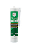 Vit tub med grönt och vitt etikett, märkt "TEC7 TRANS CLEAR LIM OG FUGEMASSE".