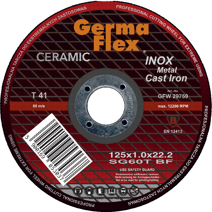 KAPSKIVA INOX CERAM 125X1,0X22,2MM - Thomee