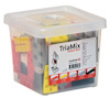 Plastlåda med etikett "TriaMix Handy Box" innehållande montagekilar i olika färger.