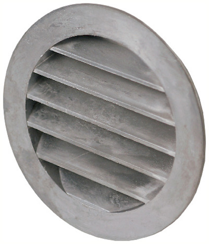 Runt aluminiumgaller med horisontella lameller.