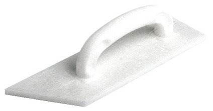 Slät vit plastglättare med handtag.