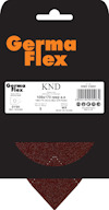 Förpackning med röd sandpapperskudde, märkt "Germa Flex", detaljinformation ovanpå.